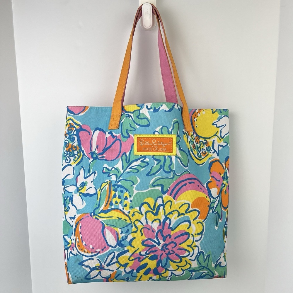 Lilly Pulitzer For Estee Lauder Collab Floral‎ Colorful Tote Bag Shopping Beach